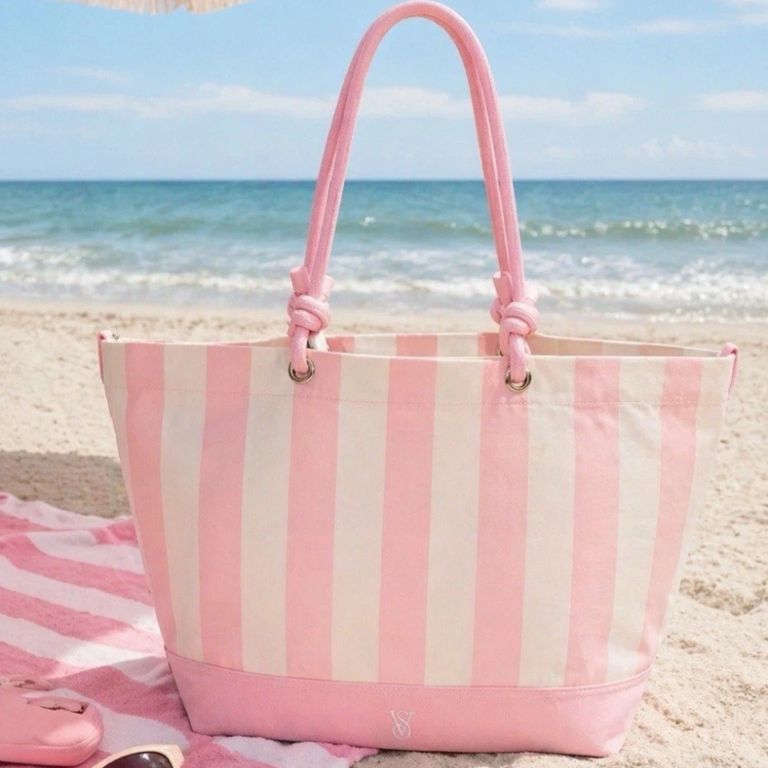 Bolso Tote Bag Heritage Stripe Victorias Secret Rosa